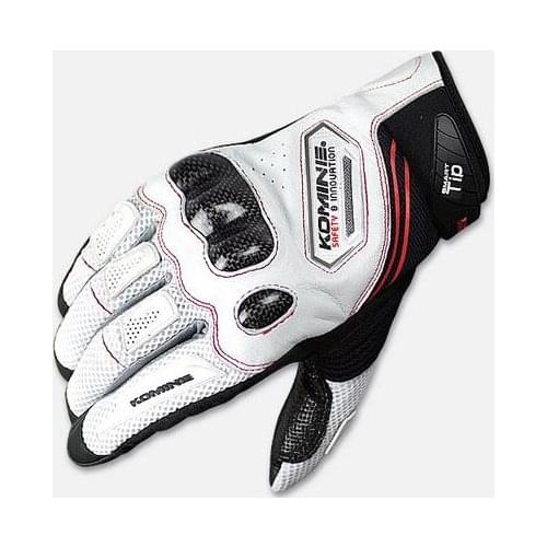 White Black KOMINE GK-167 Carbon Fiber Leather Glove Motorbike Motorcycle Gloves