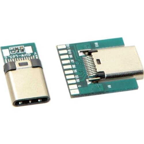 CYSM CY DIY 24pin USB 3.1 Type C Male & Female Plug & Socket Connector SMT type with PC Board 1 set