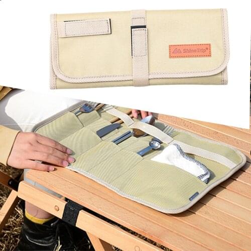 Outdoor Picnic Tablewares Storage Bag Holder Waterproof Fork Cutlery Cookware Utensils Organizer Carrier Kitchen Tool