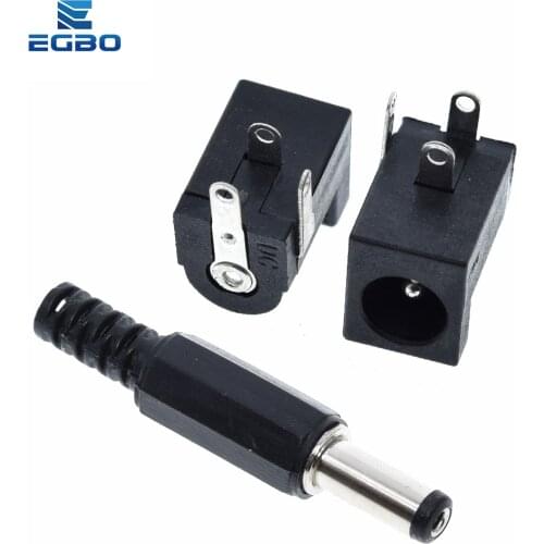 EGBO 10Pcs DC-005 Black DC Power Jack Socket Connector DC005 5.5*2.1mm 2.1 socket Round the needle