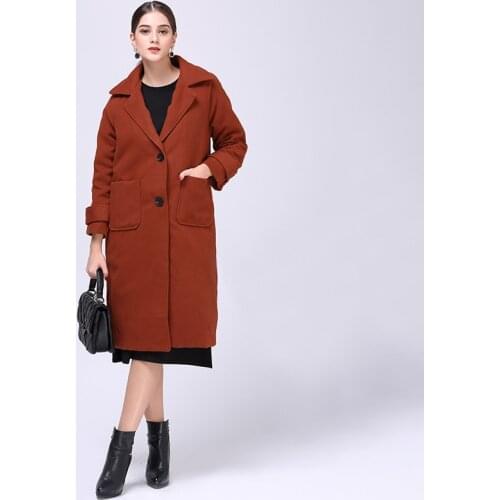 Europe Station 2018 Autumn And Winter New Pattern Suit-dress Loose Coat Woman Lengthen Fund Easy Joker Woollen Overcoat JR289