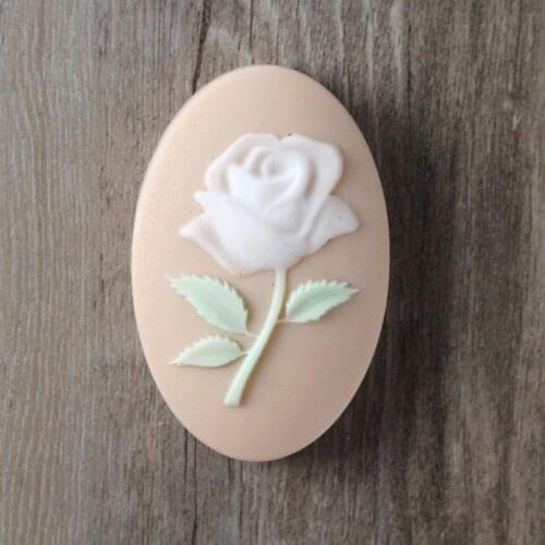 Handmade Soap Molds Oval with Flower Relief Pattern Silicone Resin Moulds