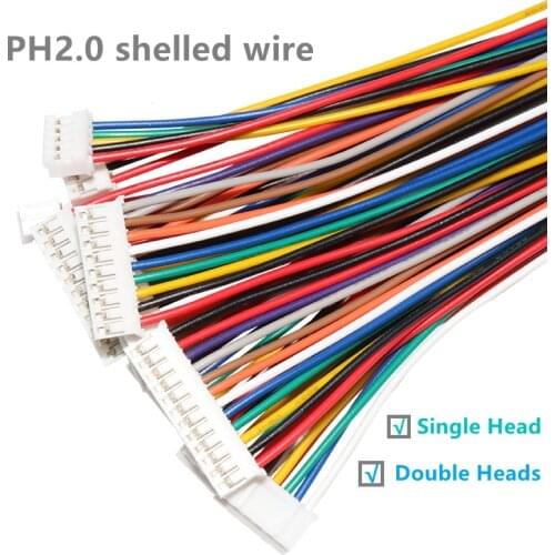 20PCS JST PH2.0 2.0 Pitch Female Connector Wire 10CM 15CM 20CM 30CM 26AWG 2P3P4-12Pin Single End/Double End Cable Electronic Wir