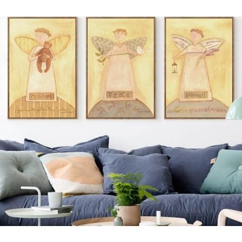 07G Cute Comfort Peace Tranquil Angel A4 A3 A2 Canvas Art Painting Print Poster Picture Wall Living Room Bedroom Home Decoration