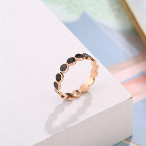 Titanium Stainless Steel Fine Brand Black Shell Rings Bridal Wedding Engagement Ring Jewelry For Women Girls