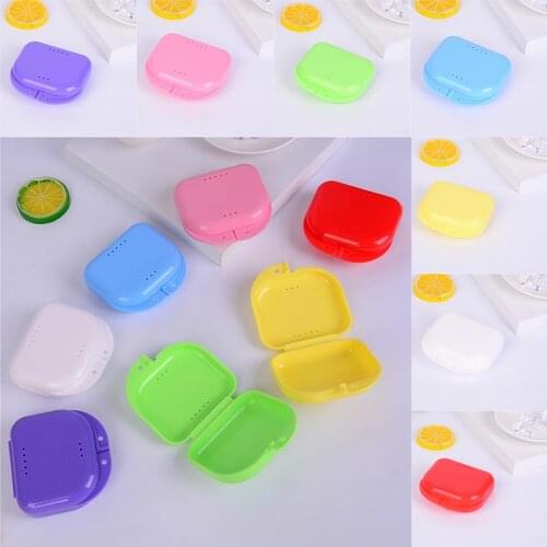 1pcs Compact Colorful Dental Orthodontic Retainer Box/Case mouthguards dentures Sport Guard Container Storage Boxes