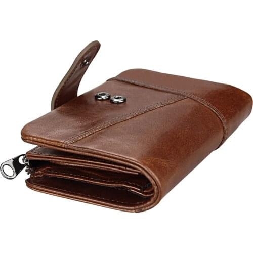 Vintage Design Genuine Leather Wallet ID Card Holder Male Hasp & Zipper Short Slim Coin Purse For Men 2021