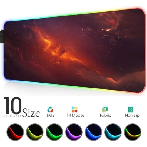 Starry sky RGB Mouse Pad Black Gamer Accessories Large LED MousePad Gaming Desk Mats PC Desk Play Mat with Backlit for bears pc