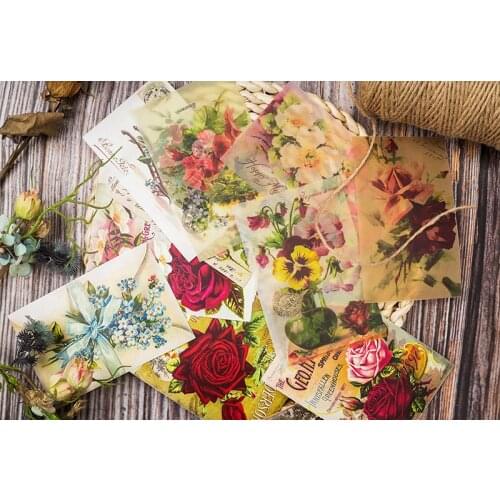 KSCRAFT 12pcs Retro Flower Vellum Paper Die Cuts for Scrapbooking Happy Planner/Card Making/Journaling Project