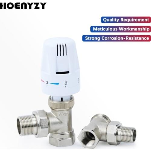 1/2" 3/4" Brass Automatic Thermostatic Radiator Valve Angle Type DN15 DN20 Temperature Control Floor Heating
