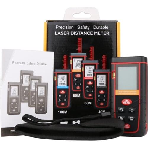 80M Laser Distance Meter 262ft Digital LCD Rangefinder Telemetre With Level Bubble Automatic Distance Area Volume Measure Tools