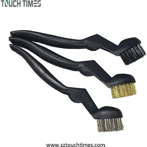 3pcs/set Mini Wire Brush Set Brass Nylon Stainless Steel Bristle Cleaning Tool Home Kitchen Cleaning Brush