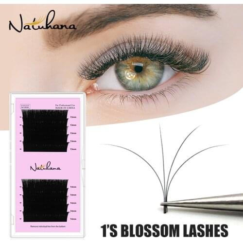 NATUHANA Cilios Auto Fans Volume Eyelash Extension Camellia 1S Blossom Lashes False Mink Easy Fanning Matte Eyelashes for Makeup