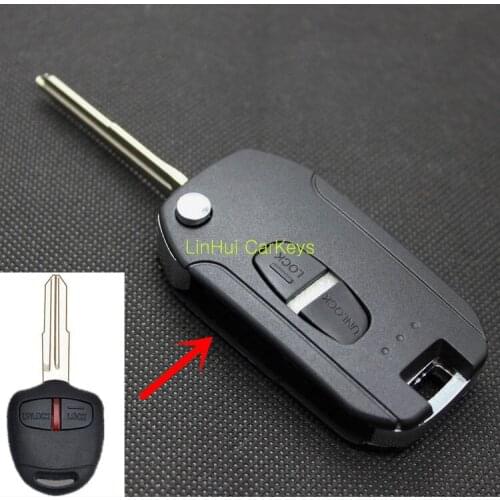 AURONOVA New Upgrade Folding Key Shell for Mitsubishi Pajero 2 Buttons Left Modified Remote Car Key Case