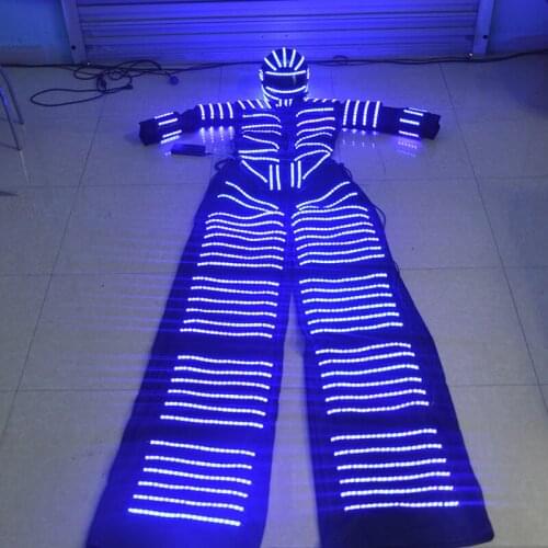 2016 Newest Multicolor Led Luminous Stilt Robot Suit Ballroom Party LED Clothing Growing Light Kryoman Robot Costume
