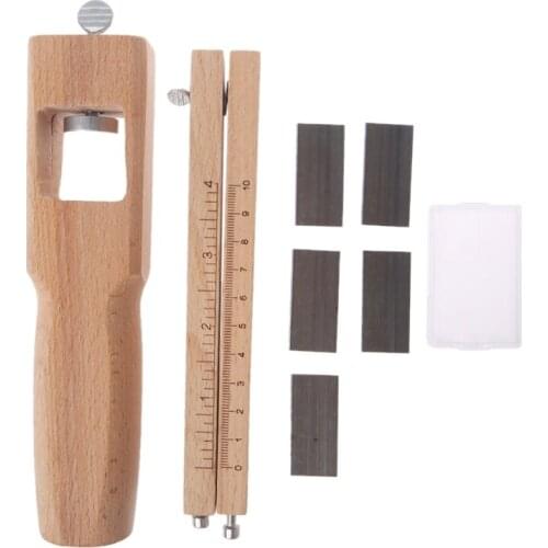 New Wood Adjustable Strip Cutter Craft Tool Leather Hand Cutting Tools +5 Blades