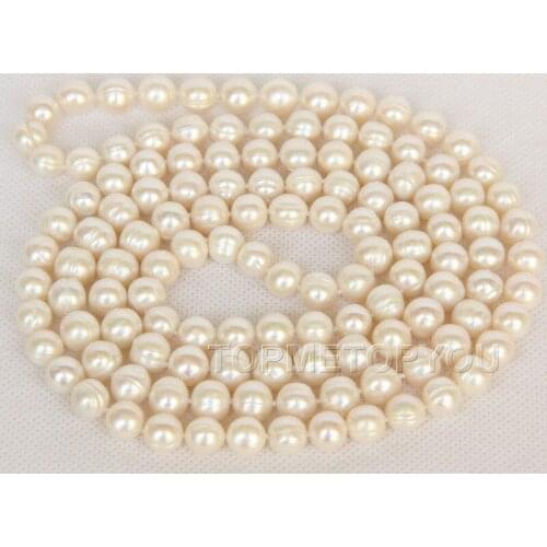 Wholesale 47" 8-9mm near round white cultured pearls necklace