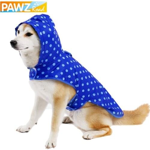 PAWZRoad Pet Dog Cute Raincoat for Big Dog with Package Dot Jacket Waterproof Coat Red/Blue Available Pet Apparel Dog Clothing