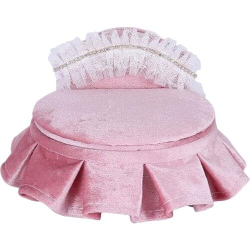 Prettyia Pink Round Bed Chair Necklace Earrings Jewelry Display Box Showcase