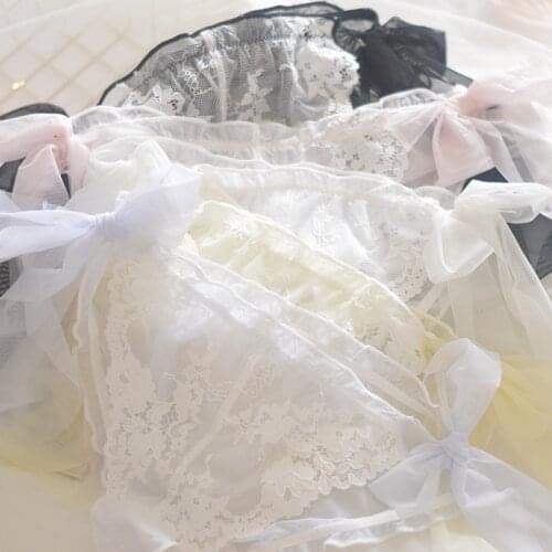 Sexy Coast Lace Mesh Women’s Underwear Soft Pleated Transparent Briefs Sweet Hollow Out Sexy Lingerie Cute Sweet Girl Panties