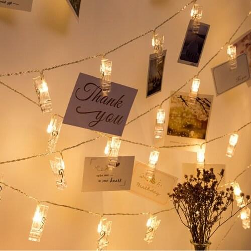 1.5M 2M 3M Photo Clip Holder LED String lights For Christmas New Year Party Wedding Home Decoration Fairy lights Battery
