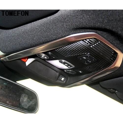 TOMEFON Stainless Steel Front Rear Reading Light Lamp Decoration Trim Frame Cover For Peugeot 3008 GT 2016 2017 2018 Car Styling