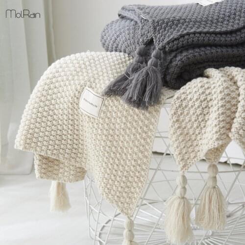 New Arrival Plaid Throw Blanket Knitted Solid Color Blankets for Beds with Tassels High Quality Warm Comfortable Cobertor Home