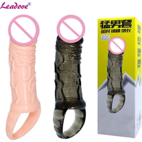Extensions Condom Penis Sleeve Male Enlargement Men Delay Spray Clit Massager G Point Stimulation Delay Ejaculation BI-026211