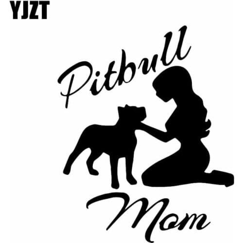 YJZT 11.4X14CM Pitbull Mom Love Car Sticker Pitty Mom Vinyl Decal Car Window Decor Black/Silver C24-1593
