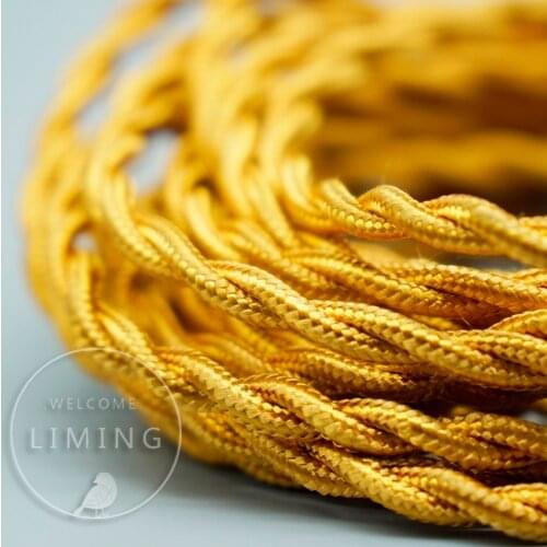 100M Meter 2*0.75mm Vintage Twisted Electrical Wire Gold Textile Cable Edison Lamp Cord Braided Retro Pendant Light Lamp Wire