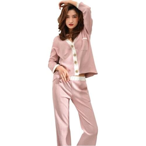 Yomrzl A814 New arrival spring and autumn womens pajama set 2 piece v-neck home style sleepwear