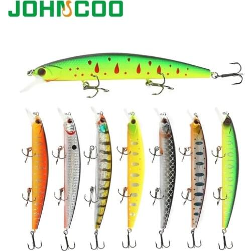 JOHNCOO 130mm 20g Rudra Hard Fishing Lure Minnow Bait Artificial Bait Lure Swimbait Wobbler with 3 High Quality Hooks