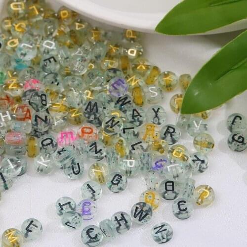 100pc Letter Acrylic Beads Round Flat Alphabet Digital Cube Loose Spacer Beads For Jewelry Making Handmade DIY Bracelet Necklace