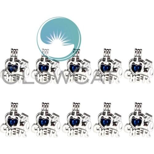 10x K939 CHEER Letter Beads Cage Pendant Perfume Essential Oil Diffuser Pearl Cage Locket Pendant