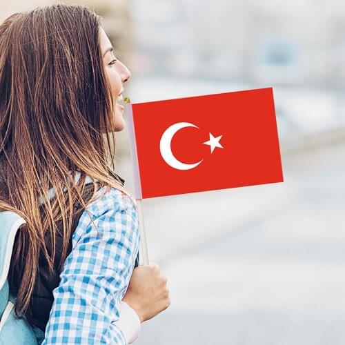 14*21cm 1/4/10pcs Turkey Small Hand Flag Window Flags Hand Holding Turkey Hanging Mini Flag Ornament Home Decor