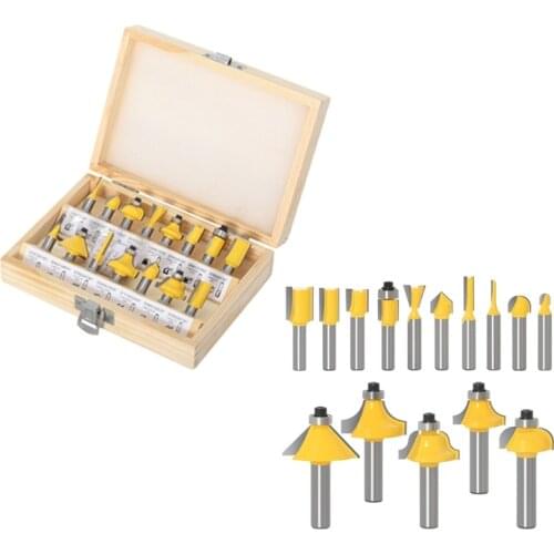 15pcs/set 8mm Shank Router Bit Trimming Milling Cutter Carbon Steel Wood Cutting N0HB