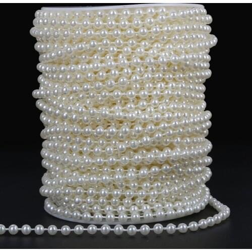 2-10Meters/Lot Beige Fishing Line Artificial Pearls Beads Chain Garland Bridal Bouquet For Wedding Party Decoration