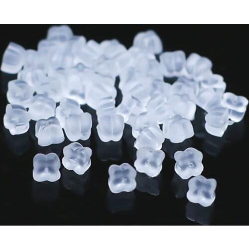 200PCS/Lot Clear Soft Silicone Rubber Earring Backs Safety Four leaf clover Shape Stopper Rubber Parts Ear Plugging