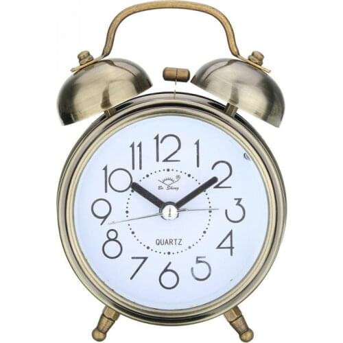 3 inch Alarm Clock Vintage Metal Table Clock with Night Light Retro Double Bell Lound Alarm Clock Student Bedside Gets up Bell
