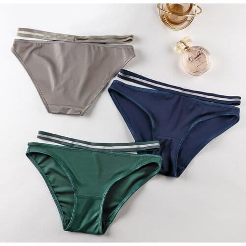 3pcs Female Panties Seamless Underwear For Woman Sexy Briefs Womens Lingerie Bikini Sports Ice Silk Woman Intimates BANNIROU