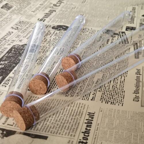 30pcs/Lot 30mL 18x180mm Hard Plastic Test Tube With Corks For School Lab Supplies or Spice Bath Salt Container Wedding Favours