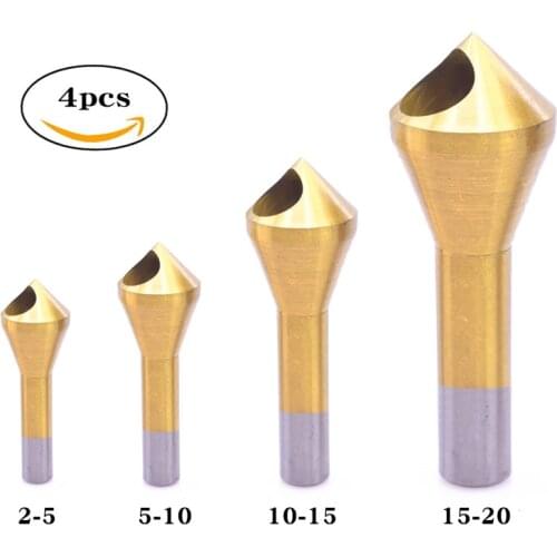4pcs oblique hole chamfering tool high speed steel 90 degree reaming inner chip channel chamfering knife round handle deburring