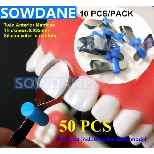 50pcs Dental Orthodontic Sectional Contoured Metal Matrice Dental Twin Anterior Matrices Dentist Ortho Matrix Material