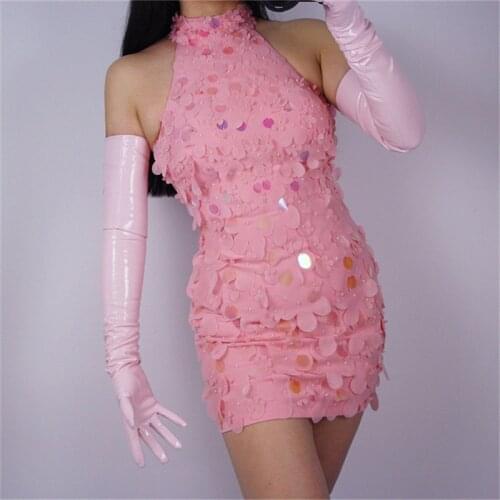 70cm Extra Long Leather Gloves Opera Emulation Leather Sheepskin PU Gloves Female Light Pink Cherry Blossom Pink WPU15-70