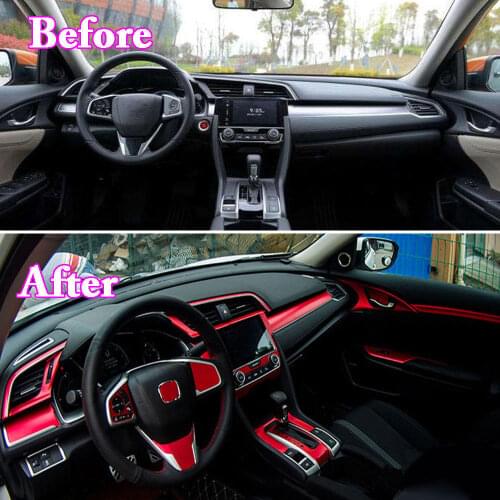 8 Colors avaliable 35pcs Gear Shift Full Stickers Cover Trim Decal For Honda Civic 2016 2017 Car Styling Decoration Accessories