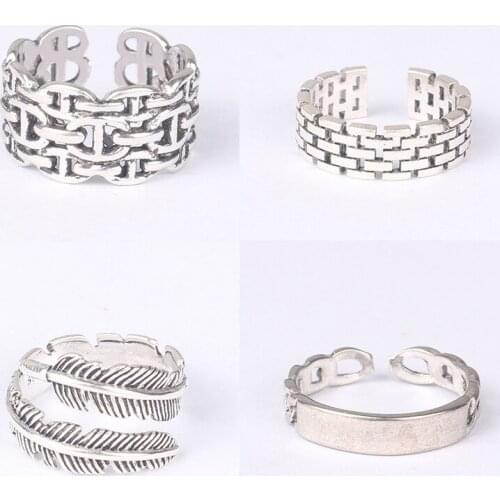 925 Sterling Silver Pin Fashionable retro Thai silver opening adjustable ring for Christmas gift with slim fingers