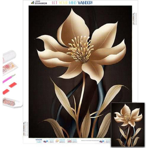 Diamond Painting Abstract Black Golden Flower Picture of Rhinestones Diamond Mosaic Embroidery Cross Stitch Kits Home Decor