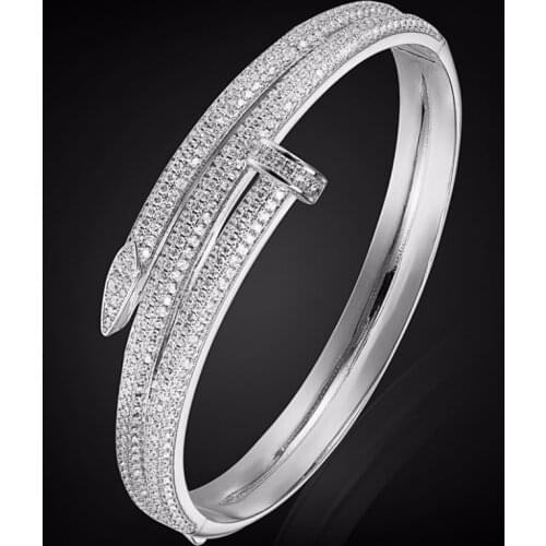 Four Plated Color Cubic Zircon Bangles For Party Couple Gifts Jewelry Womens Copper bridal Bangle Gold Color Love Chain Bangle