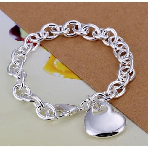 Factory price Charms love women lady valentine gift Silver color Jewelry High quality Bracelets chain wedding gifts ,H273