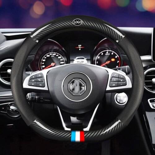 For MG Car Carbon Fiber Steering Wheel Cover 38cm All Models ZS HS GS EHS EZS GT EV RX5 Auto Interior Accessories Car Styling